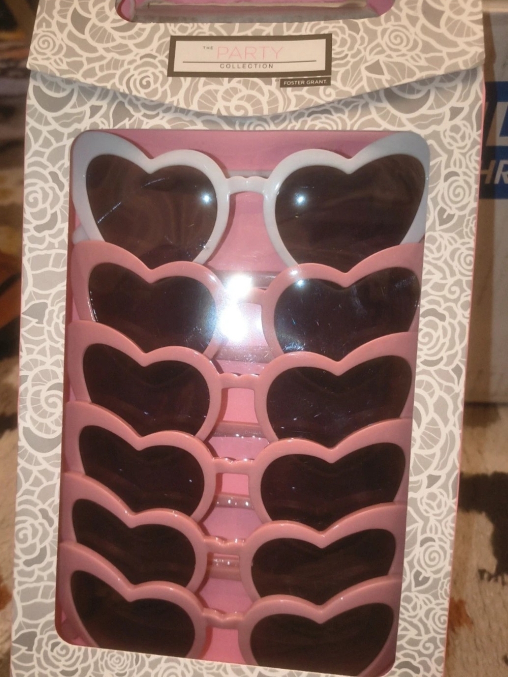 Foster Grant Heart-Shaped Sunglasses Set in Pink and White